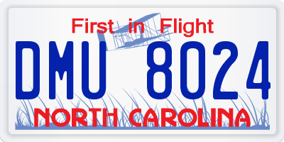 NC license plate DMU8024