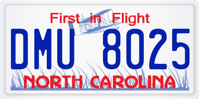 NC license plate DMU8025
