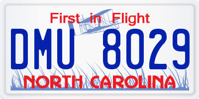 NC license plate DMU8029