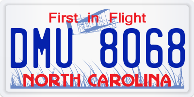 NC license plate DMU8068