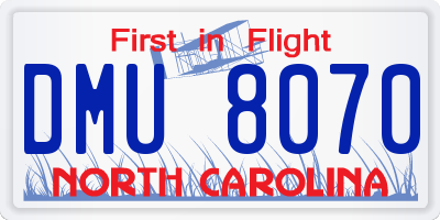 NC license plate DMU8070