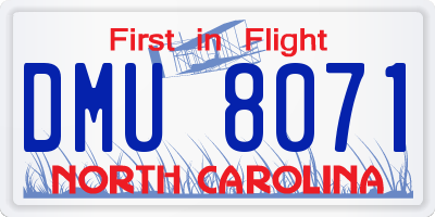 NC license plate DMU8071