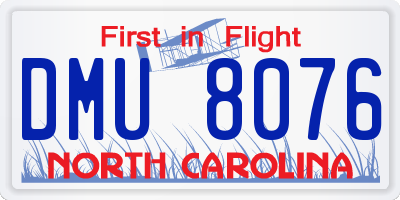 NC license plate DMU8076