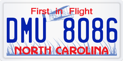NC license plate DMU8086