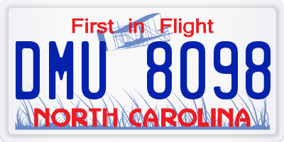 NC license plate DMU8098