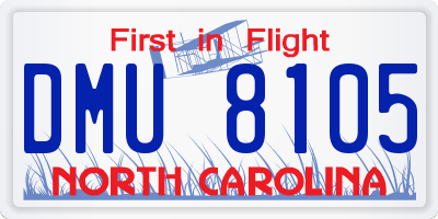 NC license plate DMU8105