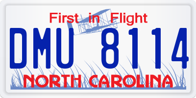 NC license plate DMU8114