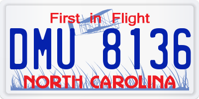 NC license plate DMU8136