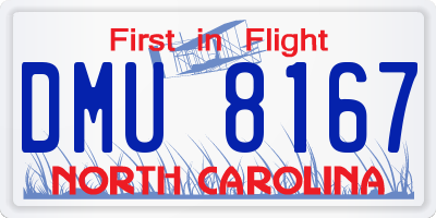 NC license plate DMU8167