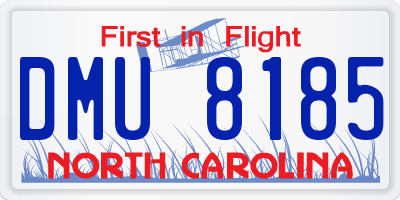 NC license plate DMU8185