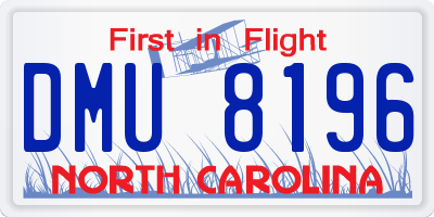 NC license plate DMU8196