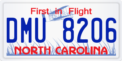 NC license plate DMU8206