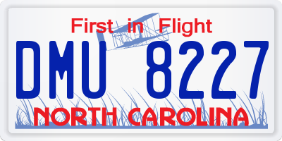 NC license plate DMU8227