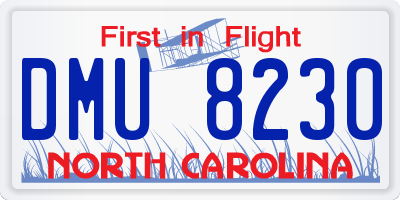 NC license plate DMU8230
