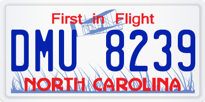 NC license plate DMU8239