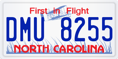 NC license plate DMU8255
