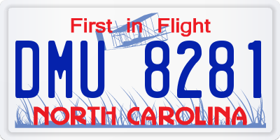NC license plate DMU8281