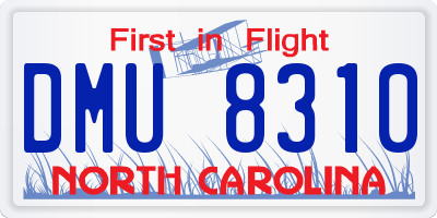 NC license plate DMU8310