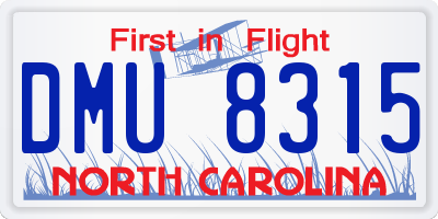 NC license plate DMU8315
