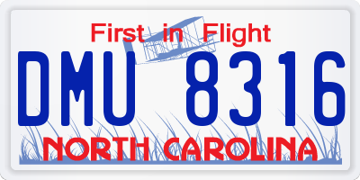 NC license plate DMU8316