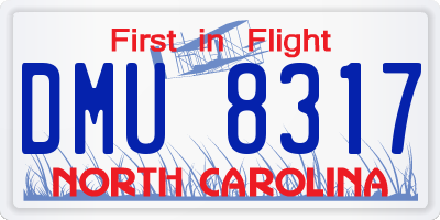 NC license plate DMU8317
