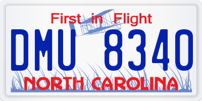NC license plate DMU8340