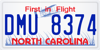NC license plate DMU8374