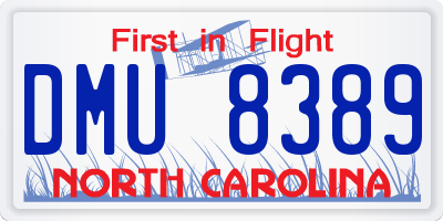 NC license plate DMU8389