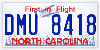 NC license plate DMU8418
