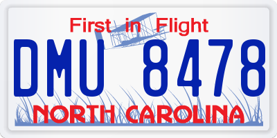 NC license plate DMU8478