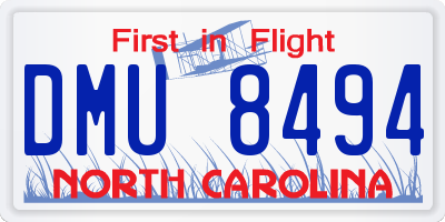 NC license plate DMU8494