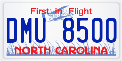 NC license plate DMU8500