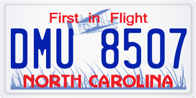 NC license plate DMU8507