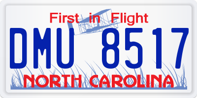 NC license plate DMU8517