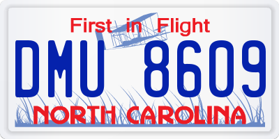 NC license plate DMU8609