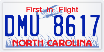 NC license plate DMU8617
