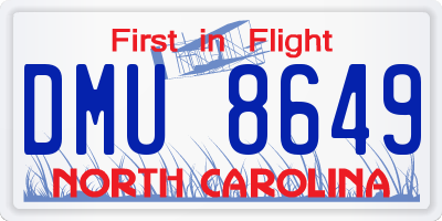NC license plate DMU8649