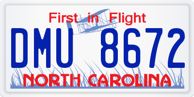 NC license plate DMU8672