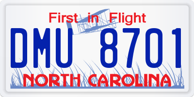 NC license plate DMU8701