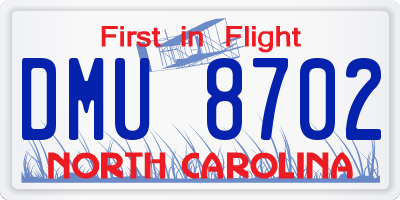 NC license plate DMU8702
