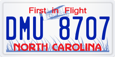 NC license plate DMU8707