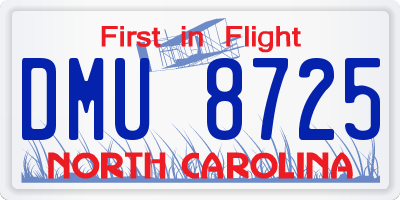 NC license plate DMU8725