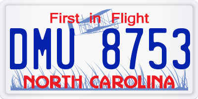 NC license plate DMU8753