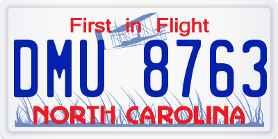 NC license plate DMU8763