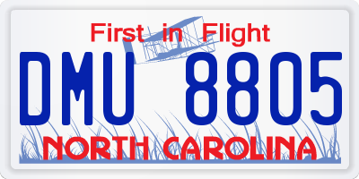 NC license plate DMU8805