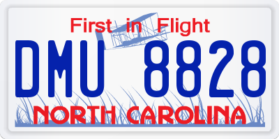 NC license plate DMU8828
