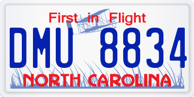 NC license plate DMU8834