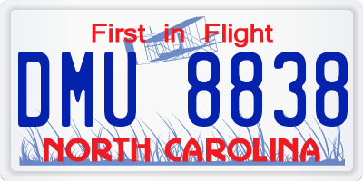NC license plate DMU8838