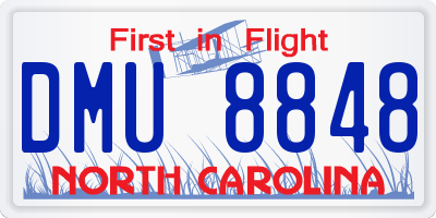NC license plate DMU8848