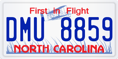 NC license plate DMU8859